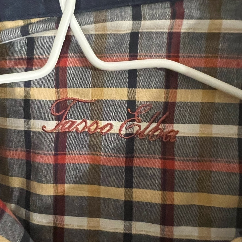 Tasso Elba Vibrant Red and Yellow Casual Shirt - Picture 4 of 5